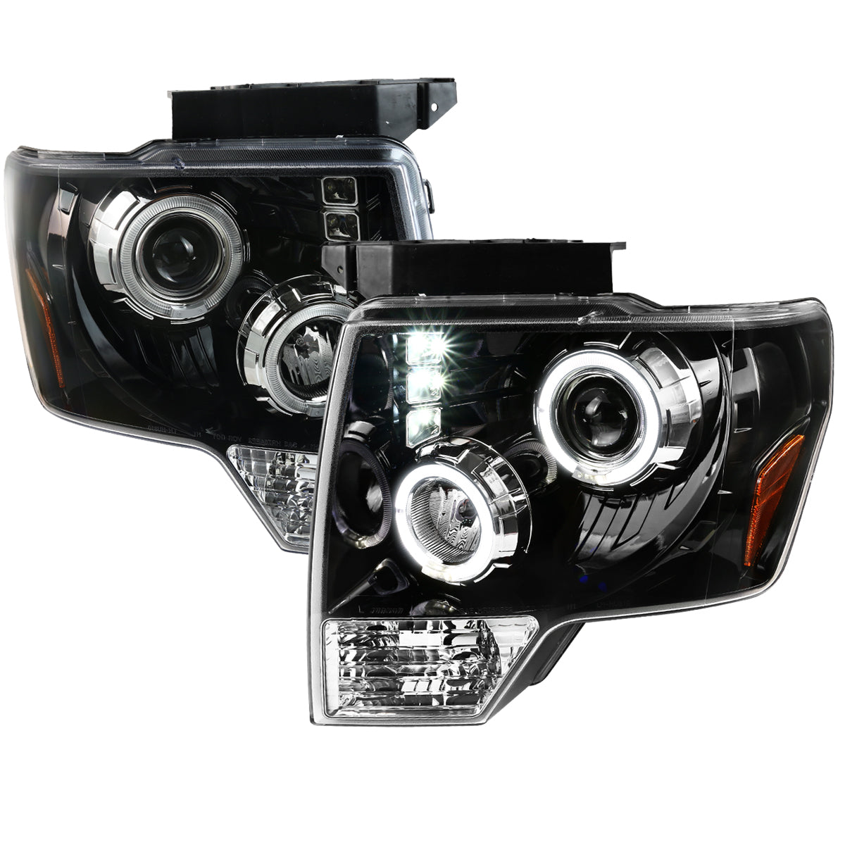 2009-2014 Ford F-150 Dual Halo Projector Headlights (Jet Black Housing/Clear Lens)