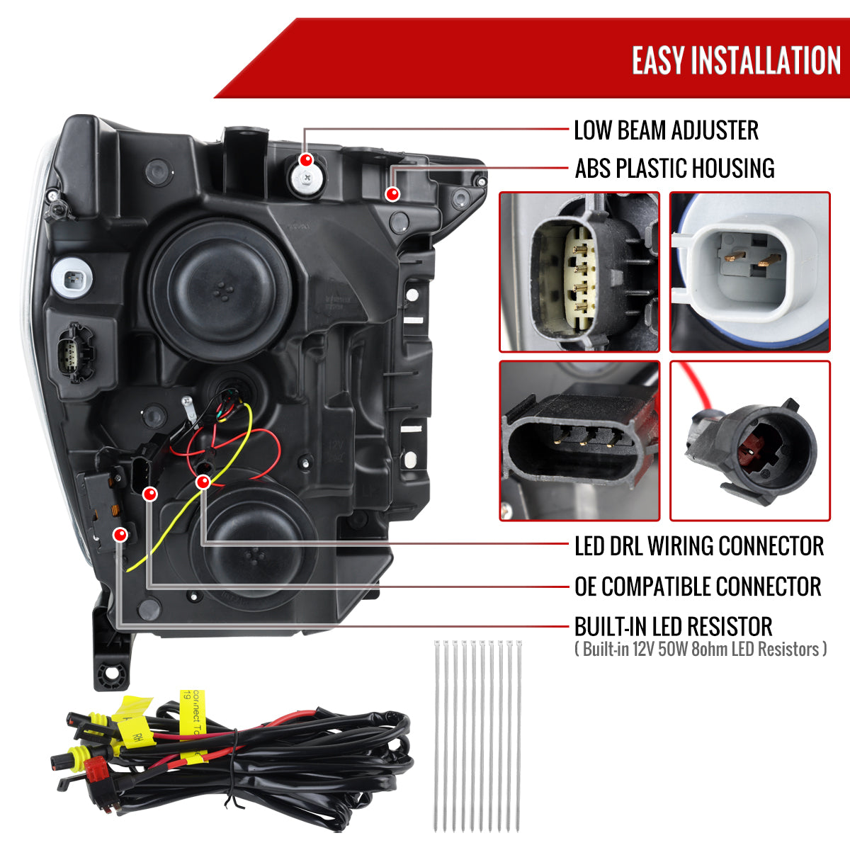 2021-2023 Ford F-150 Projector Headlight w/ Switchback Sequential Turn Signal LED Bar (Black Housing / Smoked Lens)
