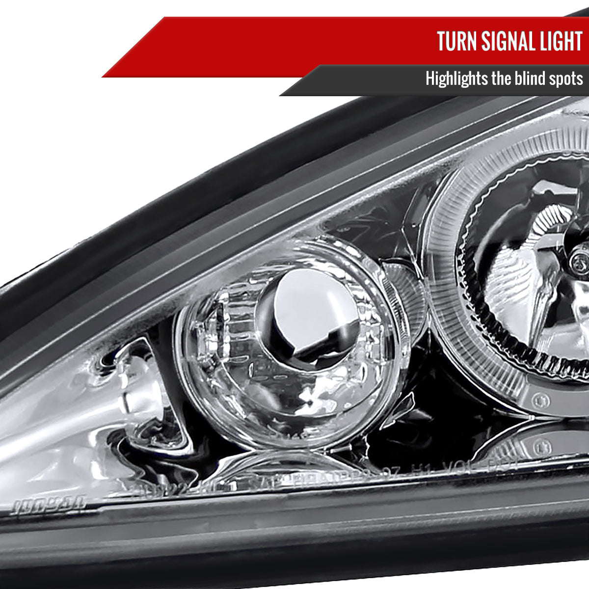 1999-2005 Pontiac Grand AM Dual Halo Projector Headlights (Chrome Housing/Clear Lens)