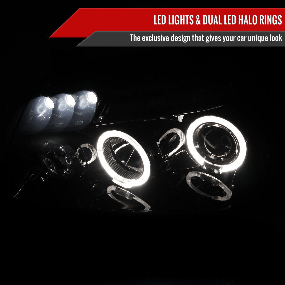 2005-2007 Dodge Magnum Dual Halo Projector Headlights (Glossy Black Housing/Smoked Lens)