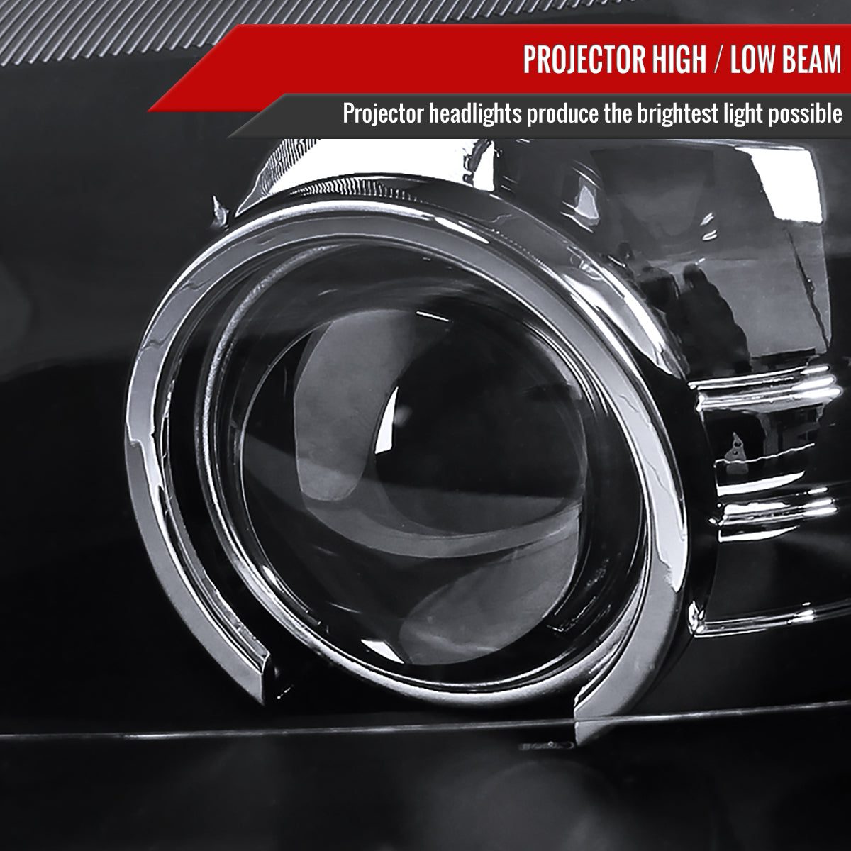 1999-2004 Ford Mustang Projector Headlights w/ Amber Reflectors (Matte Black Housing/Clear Lens)
