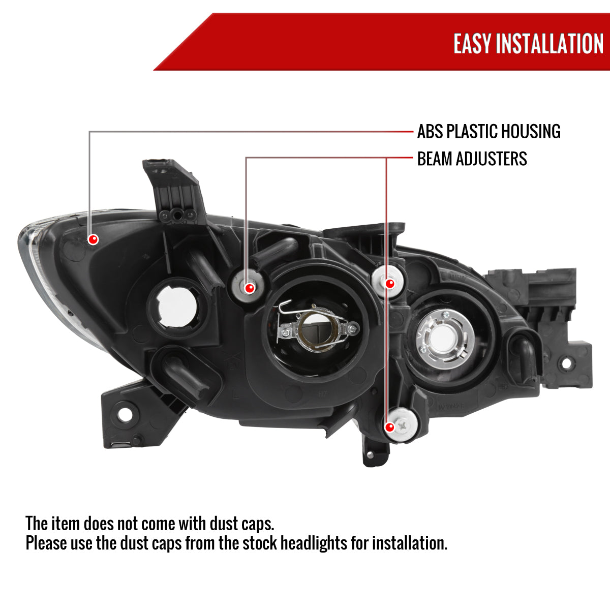 2004-2009 Mazda 3 Sedan Projector Style Headlights (Chrome Housing/Clear Lens)