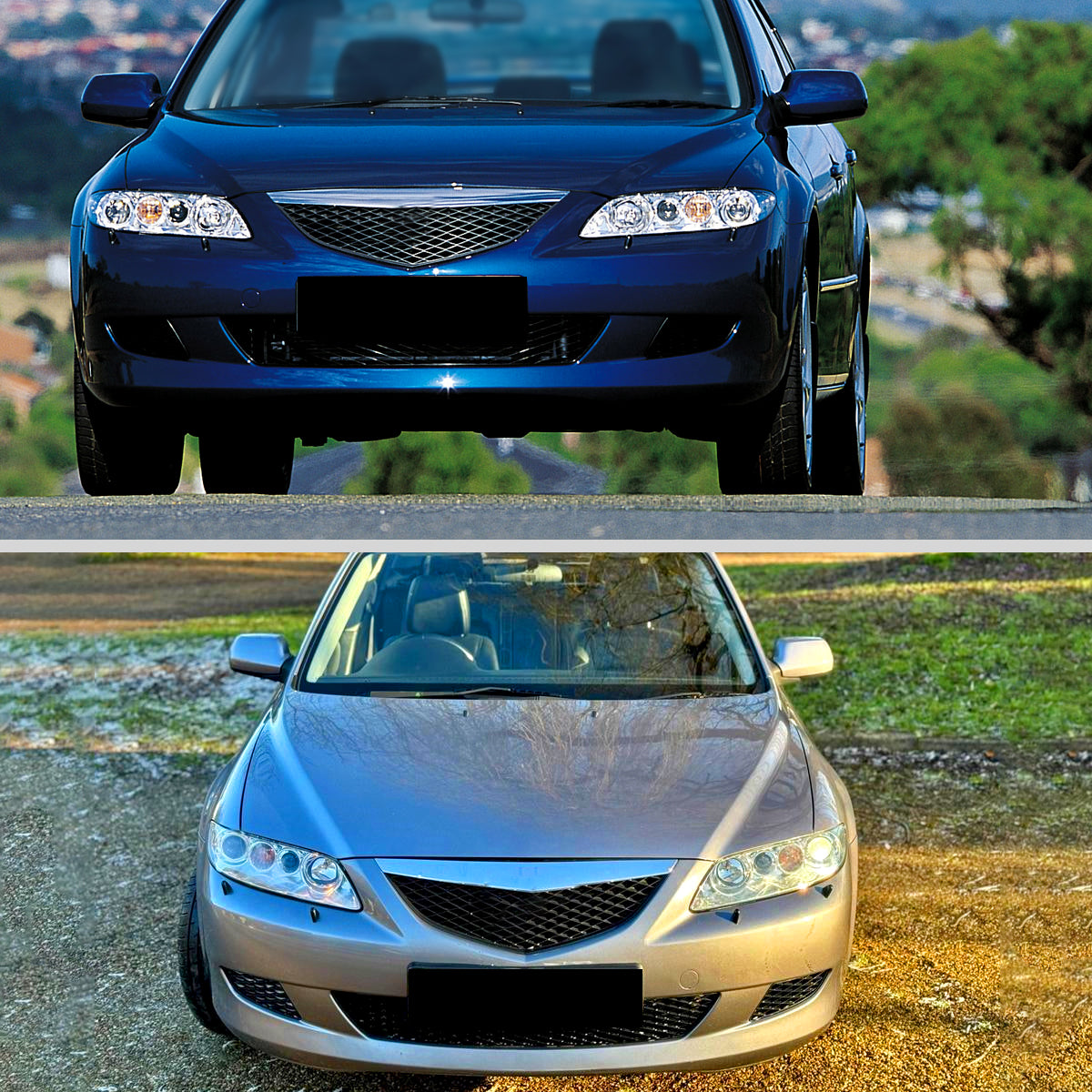 2003-2005 Mazda 6 Factory Style Projector Headlights (Chrome Housing/Clear Lens)