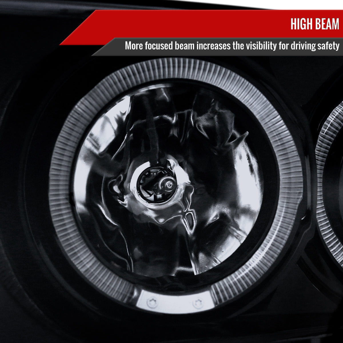 2002-2005 Dodge RAM 1500/ 2003-2005 RAM 2500 3500 Dual Halo Projector Headlights (Glossy Black Housing/Smoked Lens)