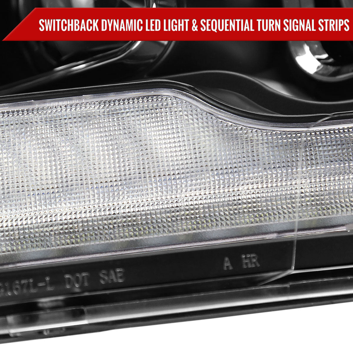 2009-2018 Dodge RAM 1500 / 2019-2021 RAM Classic / 2010-2018 RAM 2500 3500 Switchback Sequential Projector Headlights (Matte Black Housing/Clear Lens)
