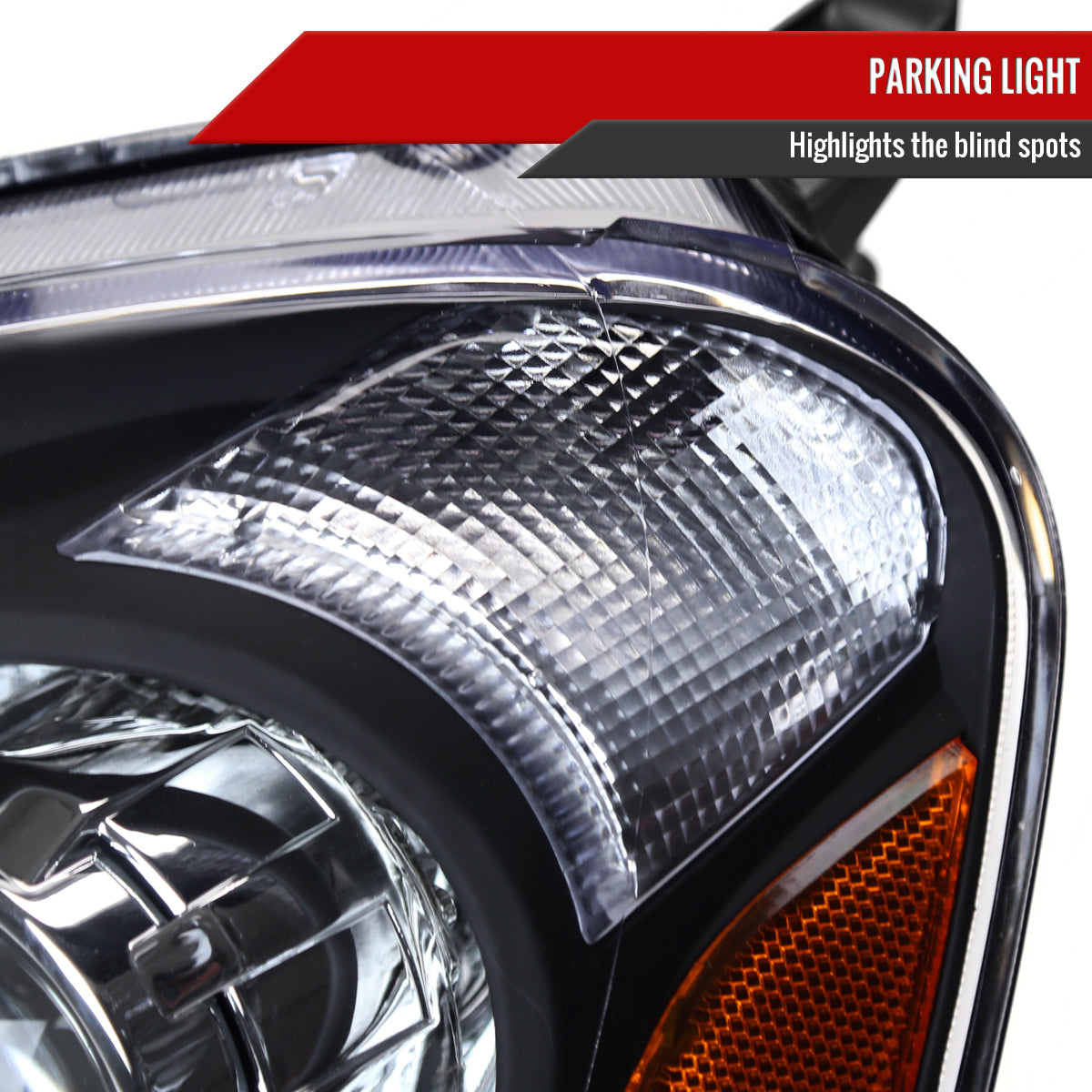 2002-2004 Acura RSX Retro Style Projector Headlights w/ Amber Reflectors (Matte Black Housing/Clear Lens)