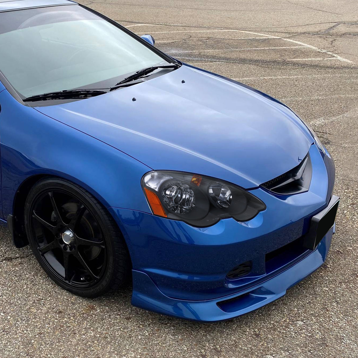 2002-2004 Acura RSX Retro Style Projector Headlights w/ Amber Reflectors (Matte Black Housing/Clear Lens)