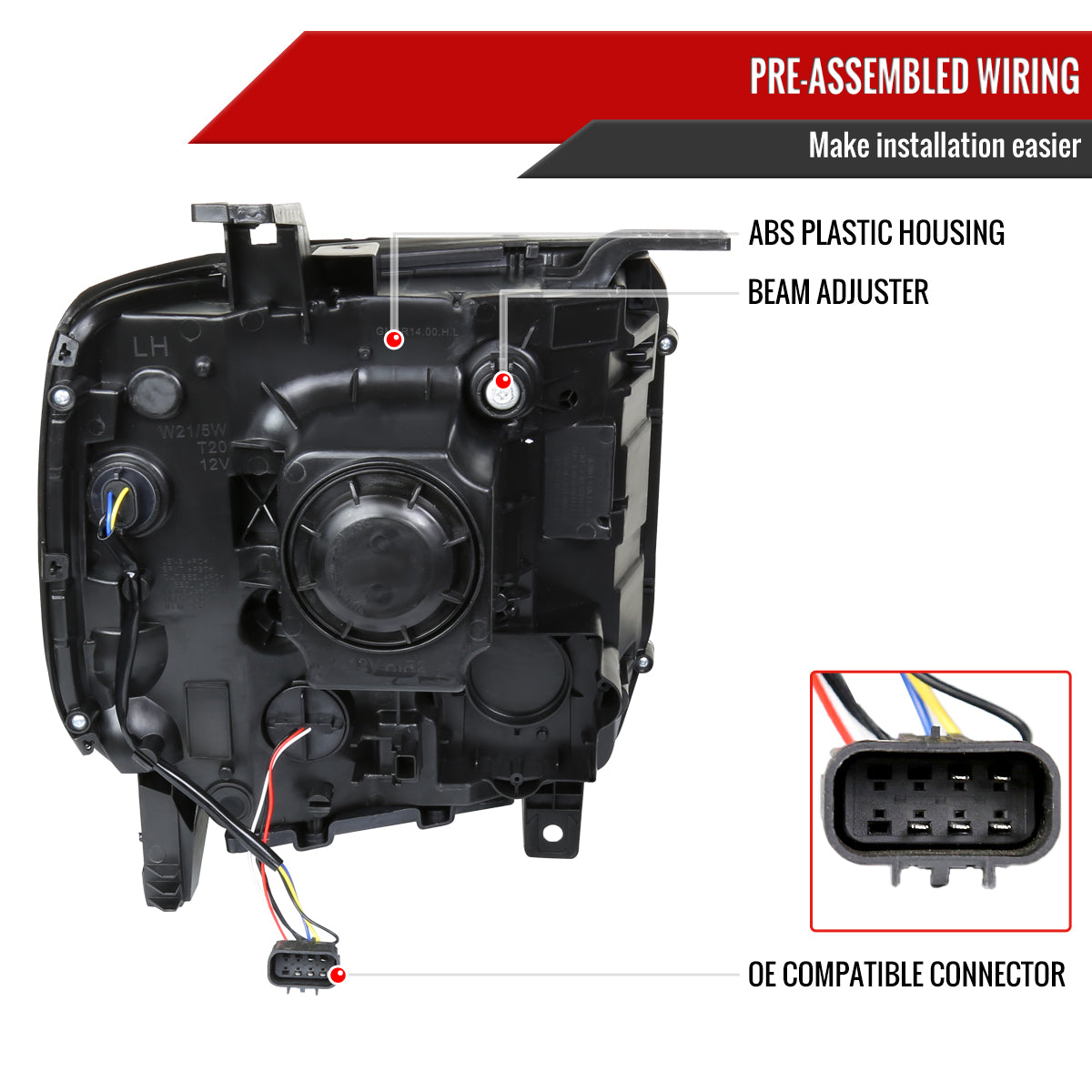 2014-2019 GMC Sierra 1500/2500HD/3500HD Clear Lens Projector Headlights - Driver Side Only