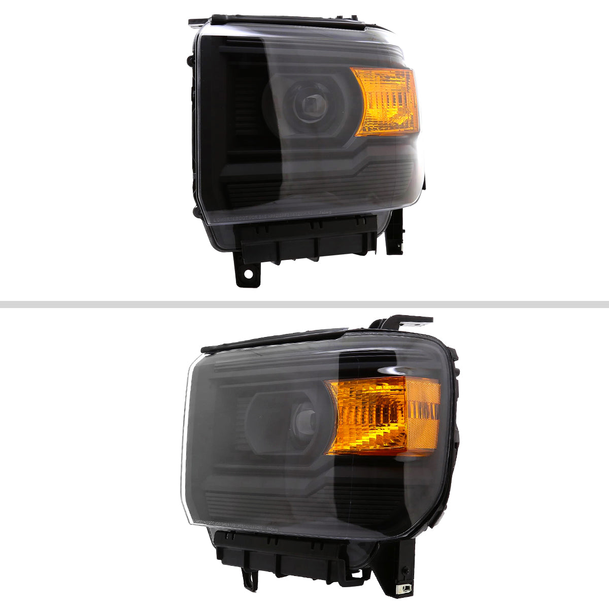 2014-2019 GMC Sierra 1500/2500HD/3500HD Projector Headlights w/ Amber Reflectors (Matte Black Housing/Clear Lens)