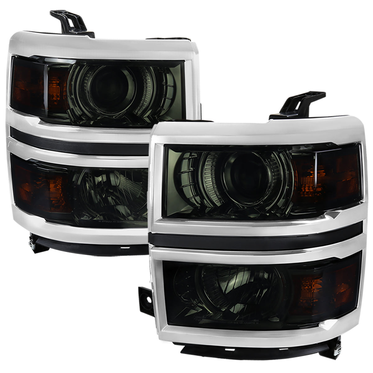 2014-2015 Chevrolet Silverado 1500 Projector Headlights (Glossy Black Housing/Smoked Lens/Chrome Trim)
