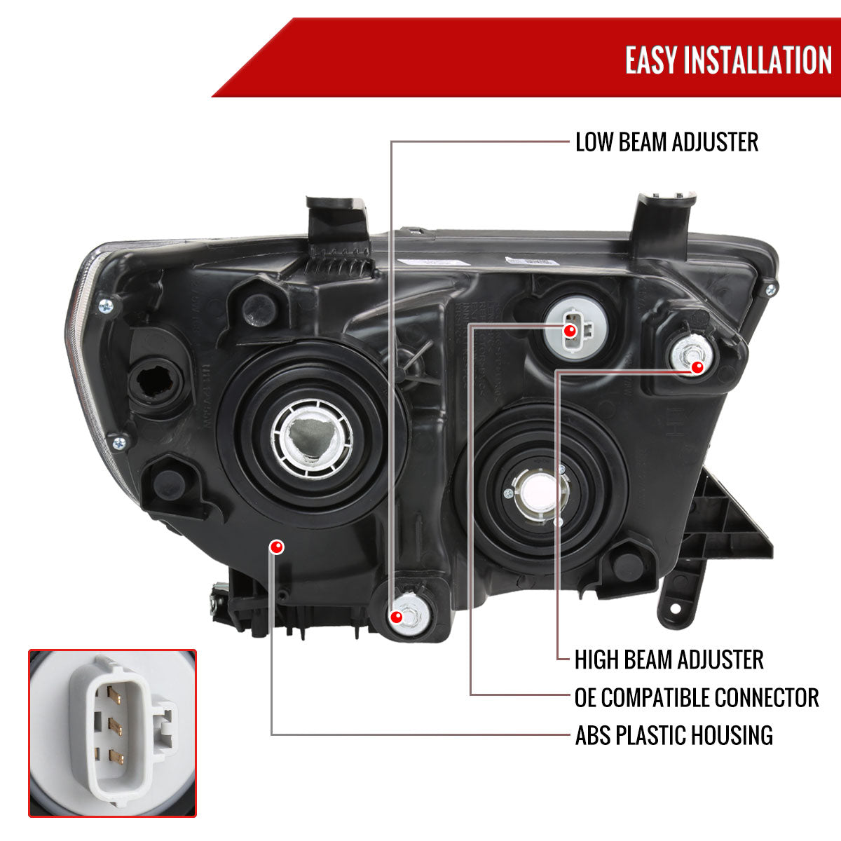 2007-2013 Toyota Tundra/2008-2017 Sequoia Retro Style LED Tube Projector Headlights with LED Turn Signals (Matte Black Housing/Clear Lens)