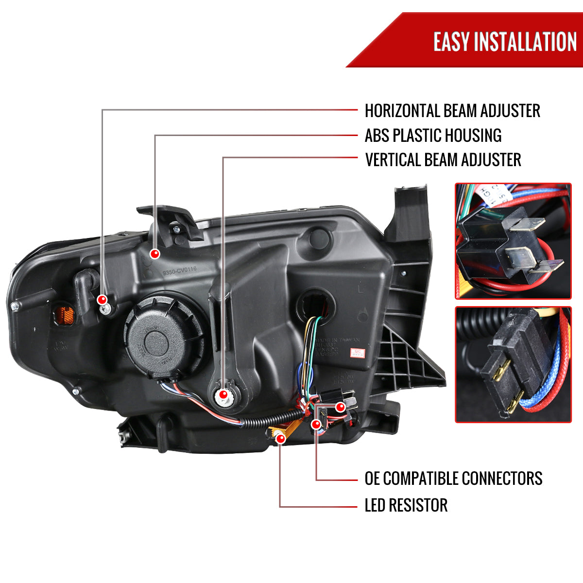 2014-2021 Toyota Tundra LED C-Bar Projector Headlights w/ LED Turn Signal Lights (Glossy Black Housing/Clear Lens)