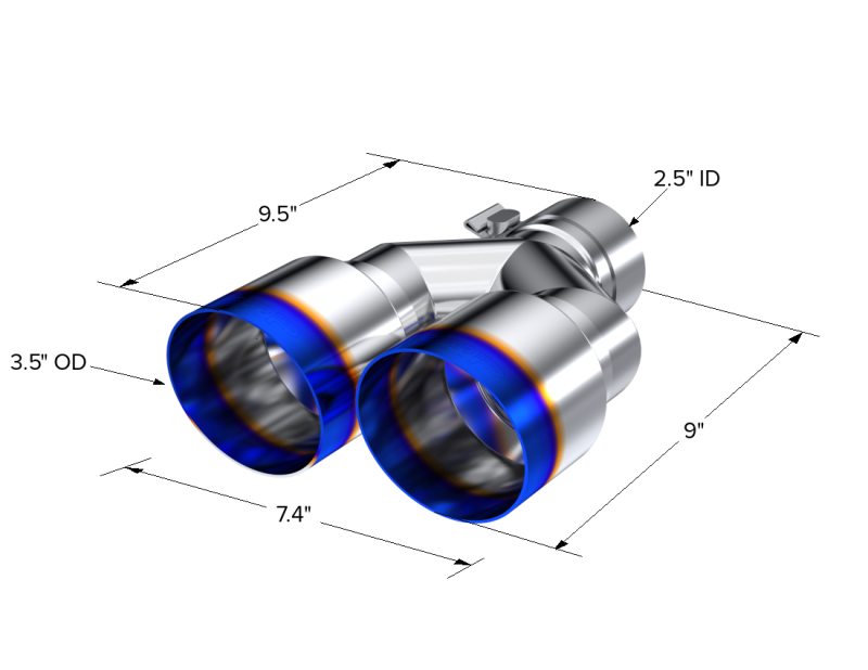 MBRP Universal T304 SS Dual Burnt End Tip 3.5in OD/2.5in Inlet-SR1 Performance