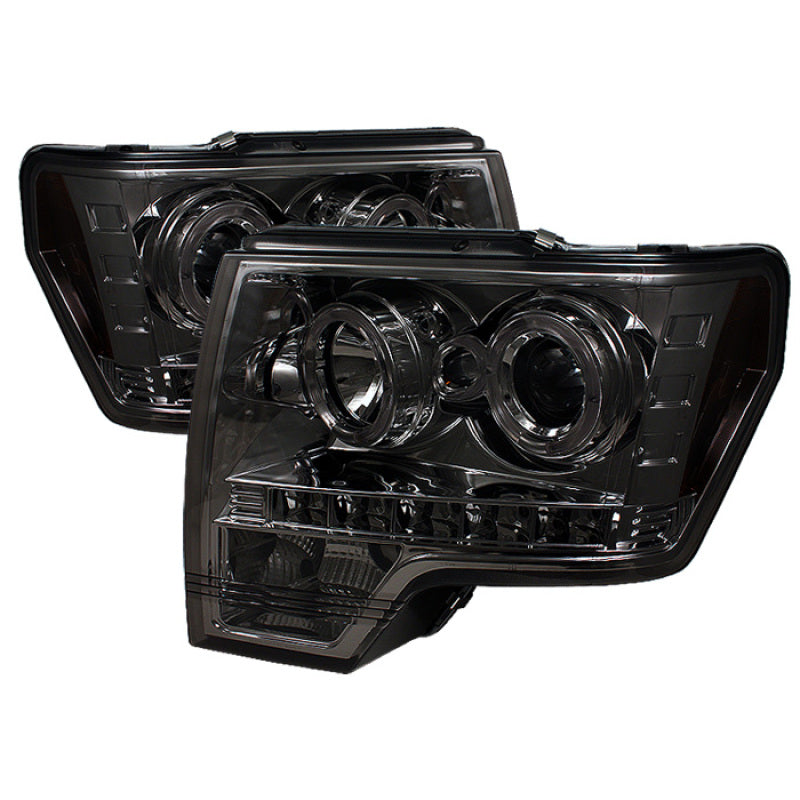 Spyder Ford F150 09-14 Projector Headlights Halogen Model- LED Halo LED Smke PRO-YD-FF15009-HL-SM-SR1 Performance