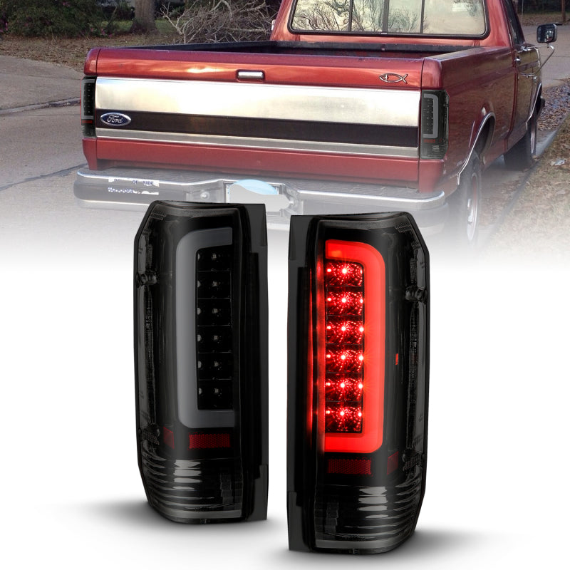 ANZO 1987-1996 Ford F-150 LED Taillights Black Housing Smoke Lens (Pair)-SR1 Performance