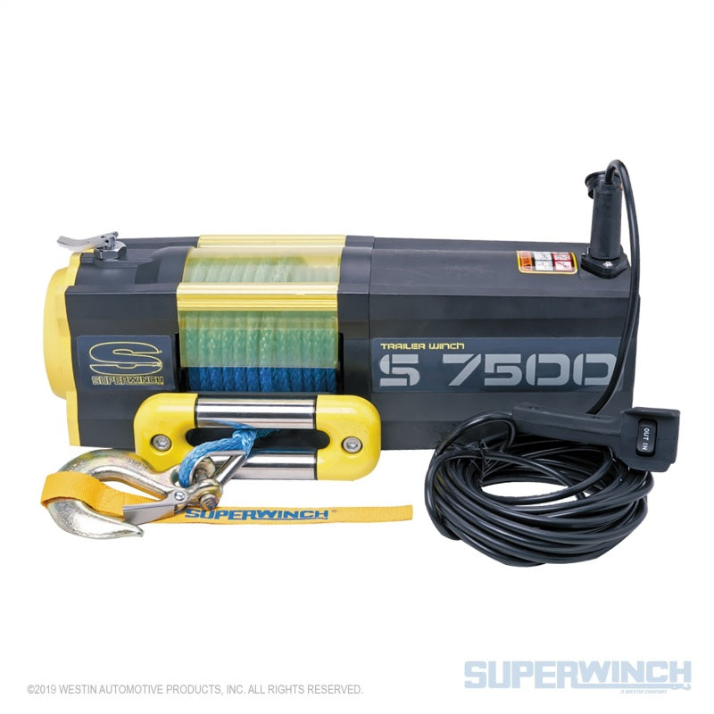 Superwinch 7500 LBS 12V DC 5/16in x 54ft Synthetic Rope S7500 Winch-SR1 Performance