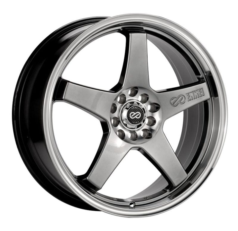 Enkei EV5 18x7.5 5x105/110 38mm Offset 72.6 Bolt Diameter Hyper Black w/ Machined Lip Wheel-SR1 Performance
