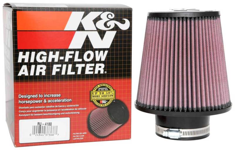 K&N Universal Clamp-On Air Filter 3in FLG / 6in B / 4-1/2in T / 6in H-SR1 Performance