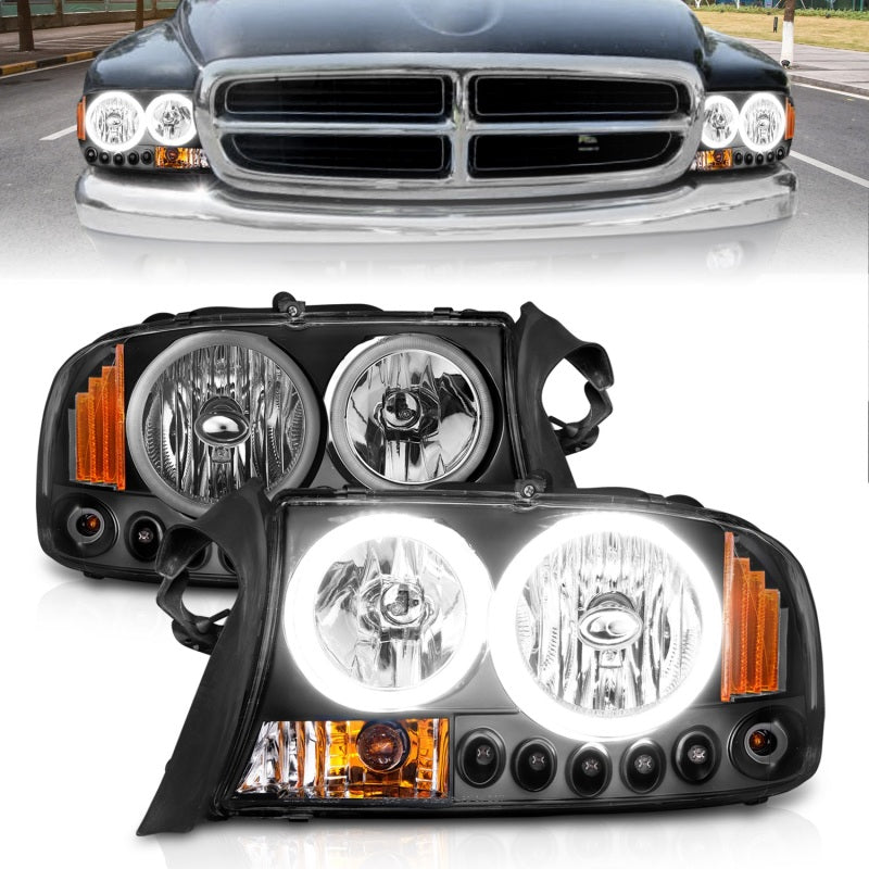 ANZO 1997-2004 Dodge Dakota Crystal Headlights Black 1pc-SR1 Performance