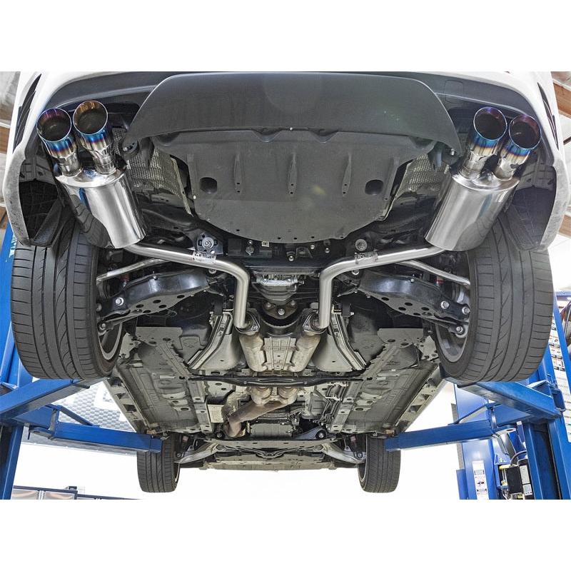 aFe Takeda 16-17 Lexus RC 200T 2.0L (t) 2in. SS Axle-Back Exhaust System w/Polished Blue Tips-SR1 Performance