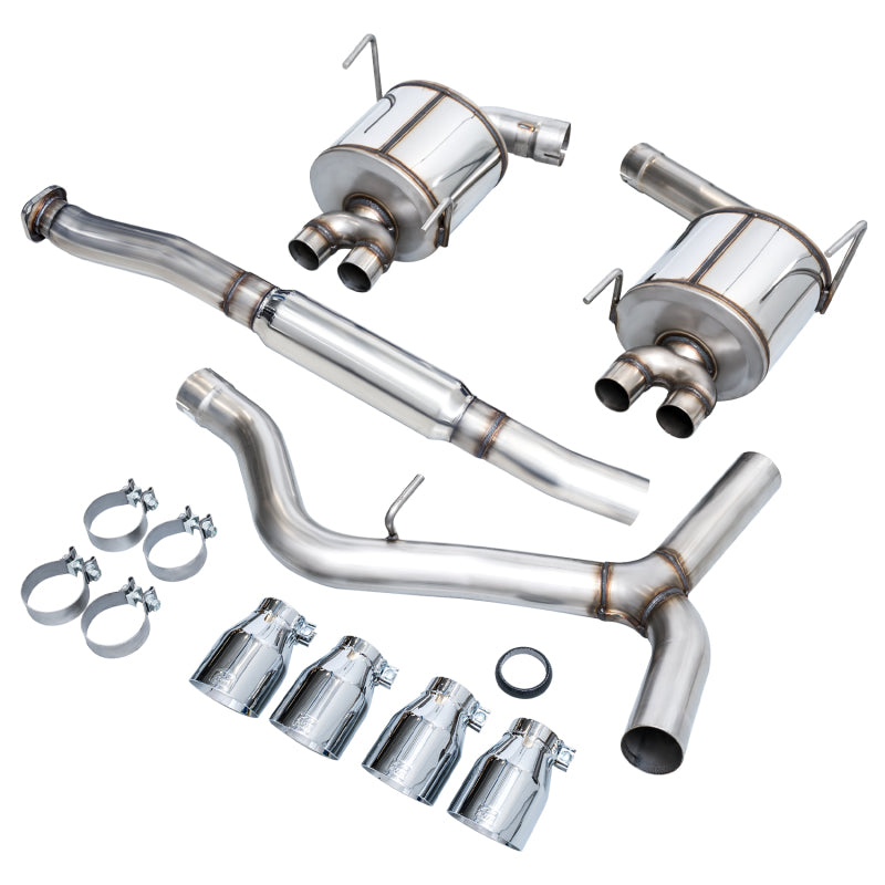 AWE Tuning Subaru STI VA / WRX GV / STI GV Sedan Touring Edition Exhaust - Chrome Silver Tip (102mm)-SR1 Performance