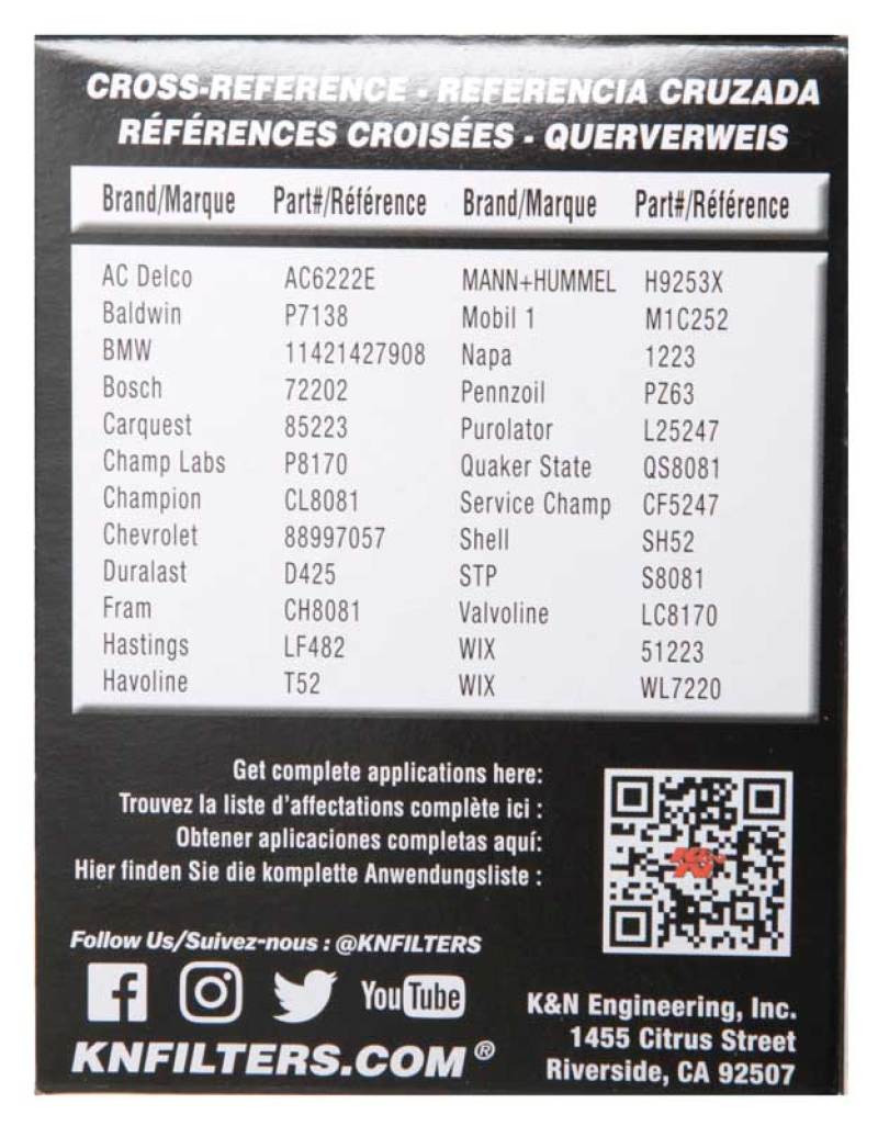K&N Oil Filter OIL FILTER AUTOMOTIVE-SR1 Performance