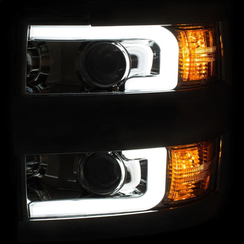 ANZO Projector Headlights 15-17 Chevrolet Silverado 2500HD / 3500HD Chrome w/ Chrome Rim-SR1 Performance