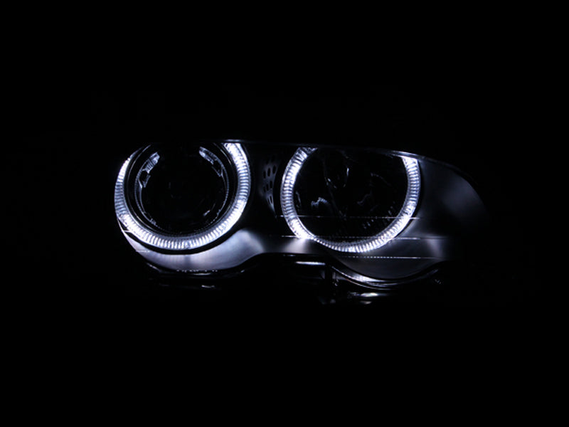 ANZO 2000-2003 BMW 3 Series E46 Projector Headlights w/ Halo Black-SR1 Performance