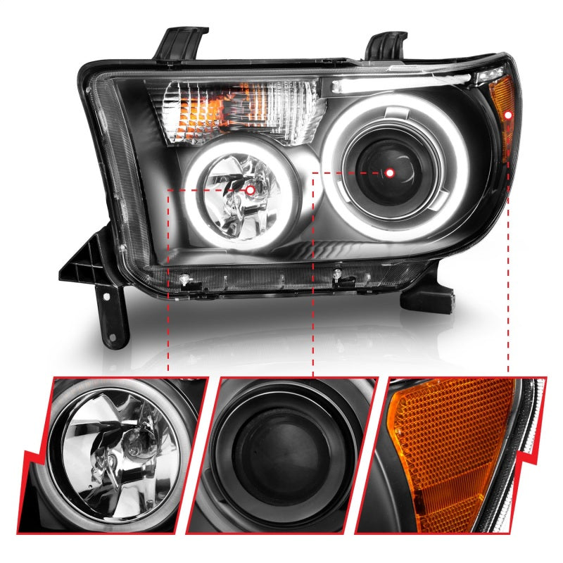 ANZO 2007-2013 Toyota Tundra Projector Headlights w/ Halo Black (CCFL)-SR1 Performance