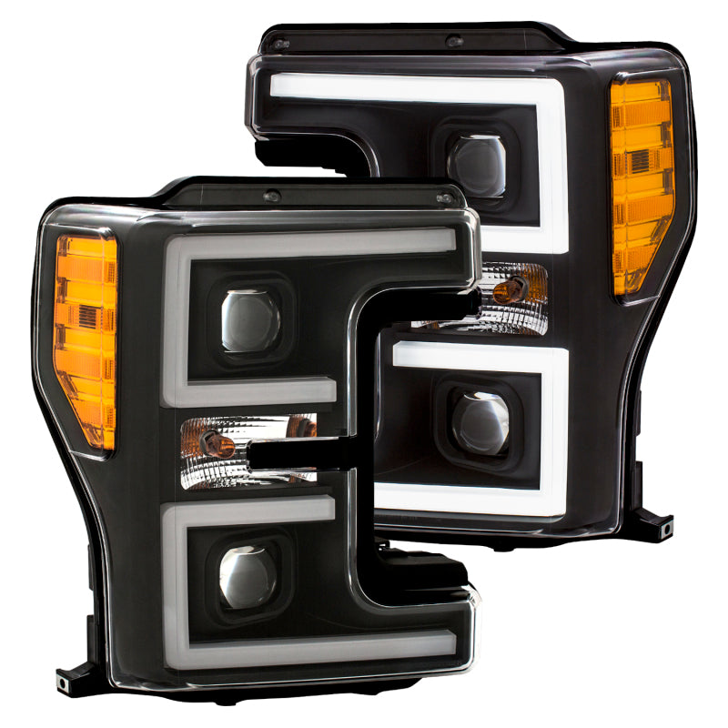 ANZO LED Headlights 17-18 Ford F-250 Super Duty Plank-Style L.E.D. Headlight Black (Pair)-SR1 Performance