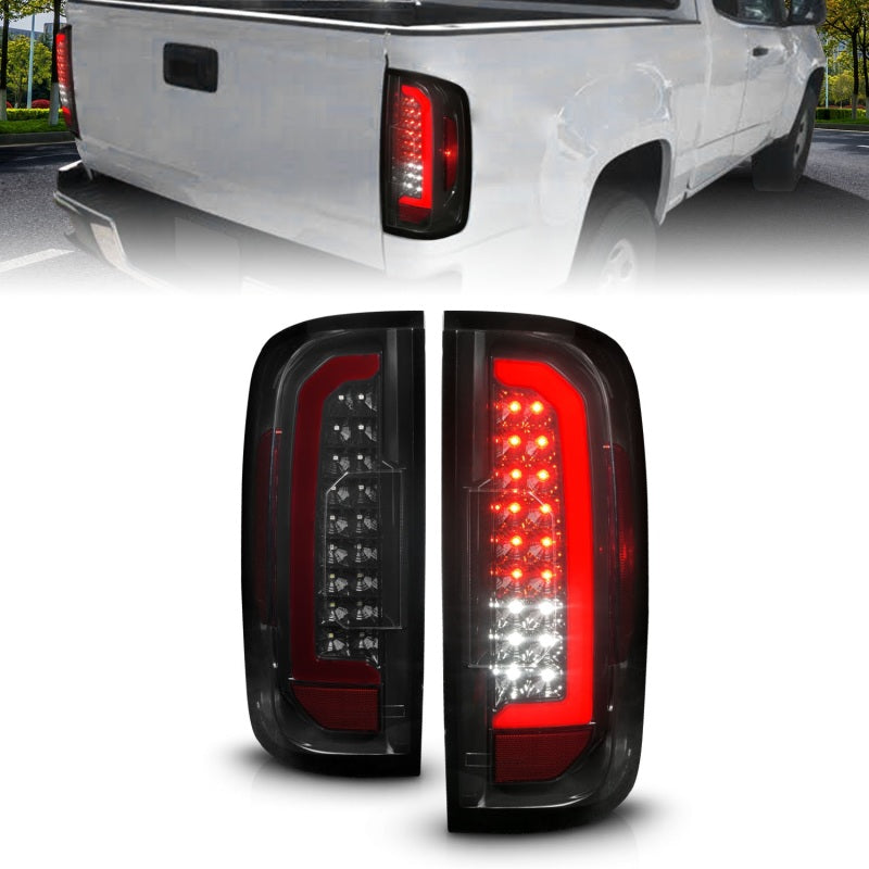 ANZO 15-21 GMC Canyon Full LED Tail Lights w/ Red Lightbar Black Housing Smoke Lens-SR1 Performance