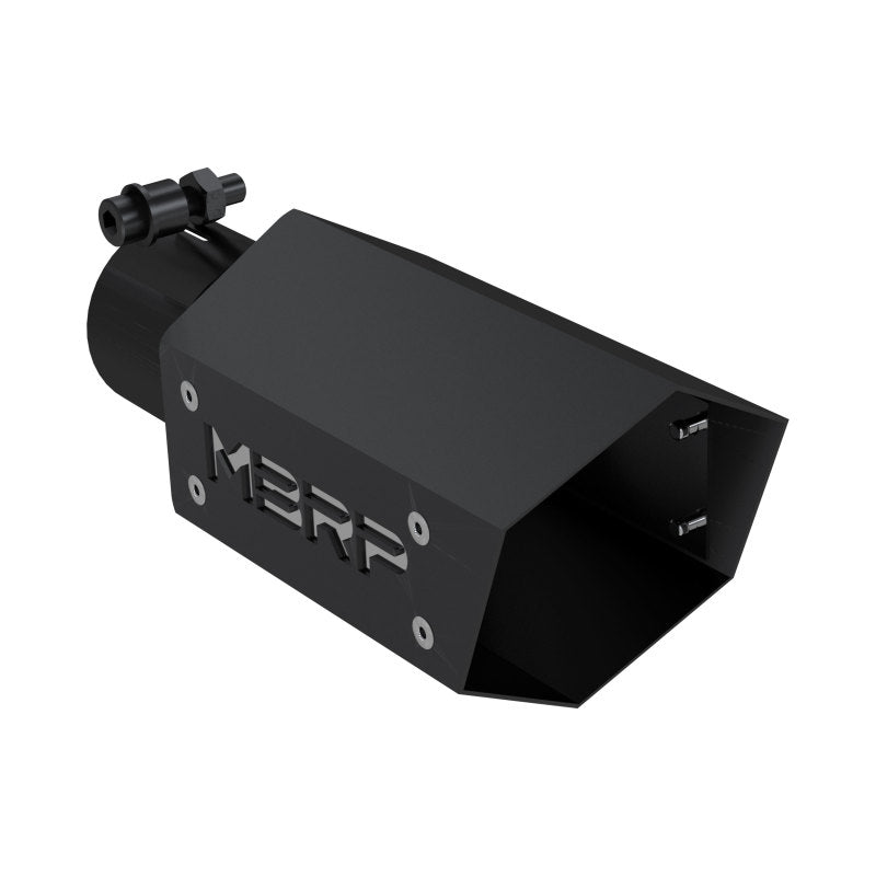 MBRP Universal 4in Hex Tip 2.5in Inlet 10in Length w/ Logo - Black Coated-SR1 Performance