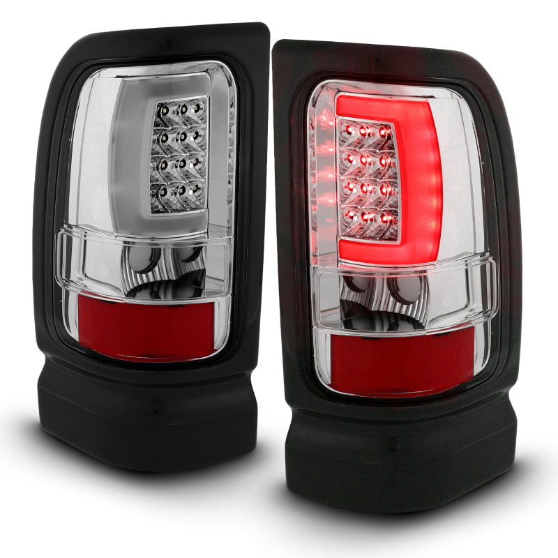 ANZO 1994-2001 Dodge Ram 1500 LED Taillights Plank Style Chrome w/ Clear Lens-SR1 Performance