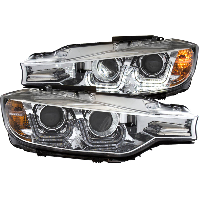 ANZO 2012-2015 BMW 3 Series Projector Headlights w/ U-Bar Chrome-SR1 Performance