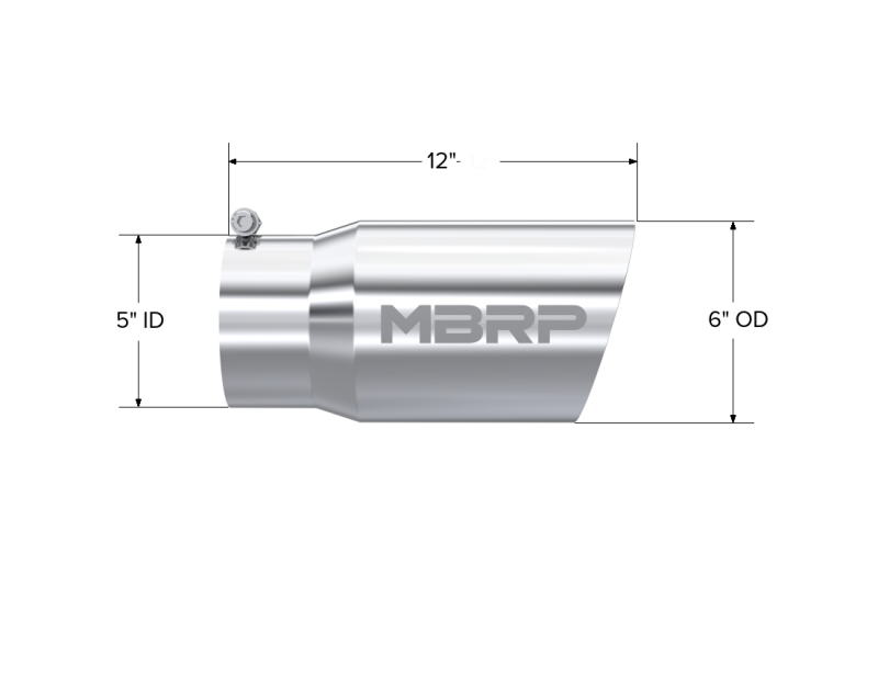 MBRP Universal Tip 6 O.D. Dual Wall Angled 5 inlet 12 length-SR1 Performance