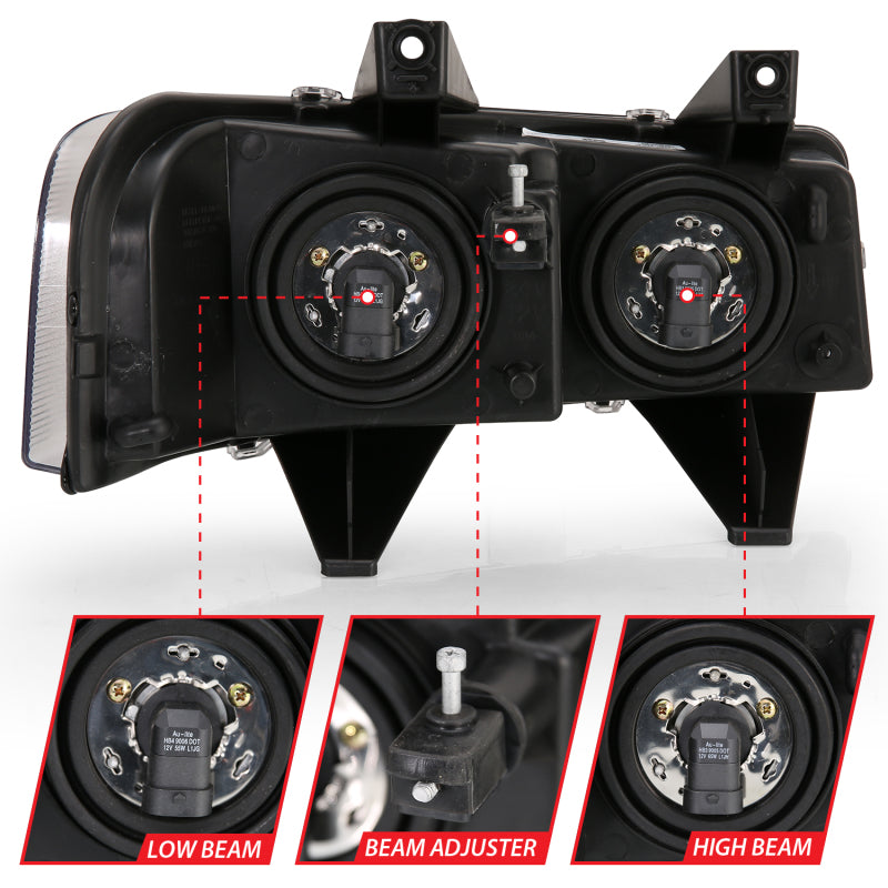 ANZO 2003-2017 Chevy Express Crystal Headlight Black-SR1 Performance