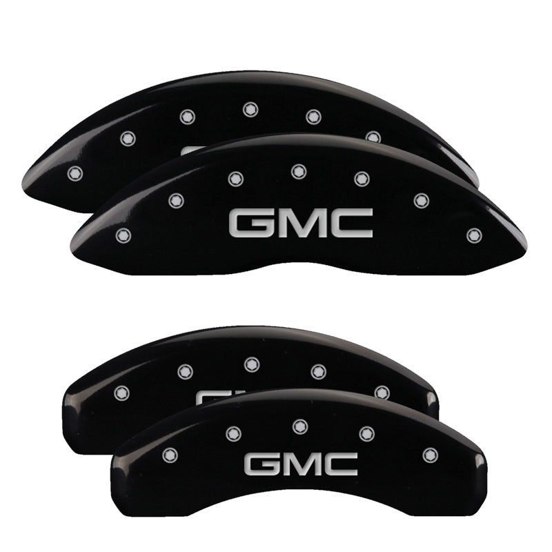 MGP 21-22 GMC Yukon/XL Set of 4 Caliper Covers Engraved Front & Rear GMC Black w/ Silver Characters-SR1 Performance
