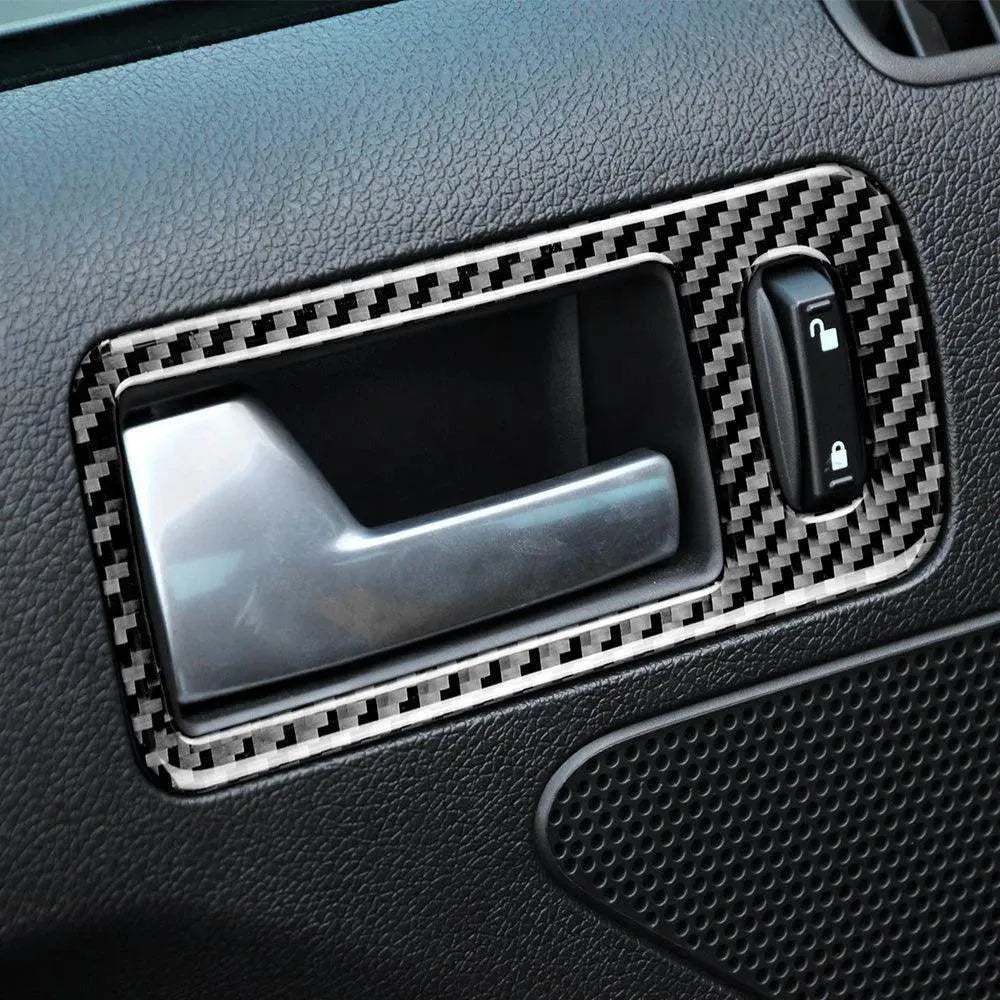 2pcs Set Carbon Fiber Interior Door Handle Trim Overlay For Ford Mustang 2010-2014 - carbonaddons Carbon Fiber Parts, Accessories, Upgrades, Mods
