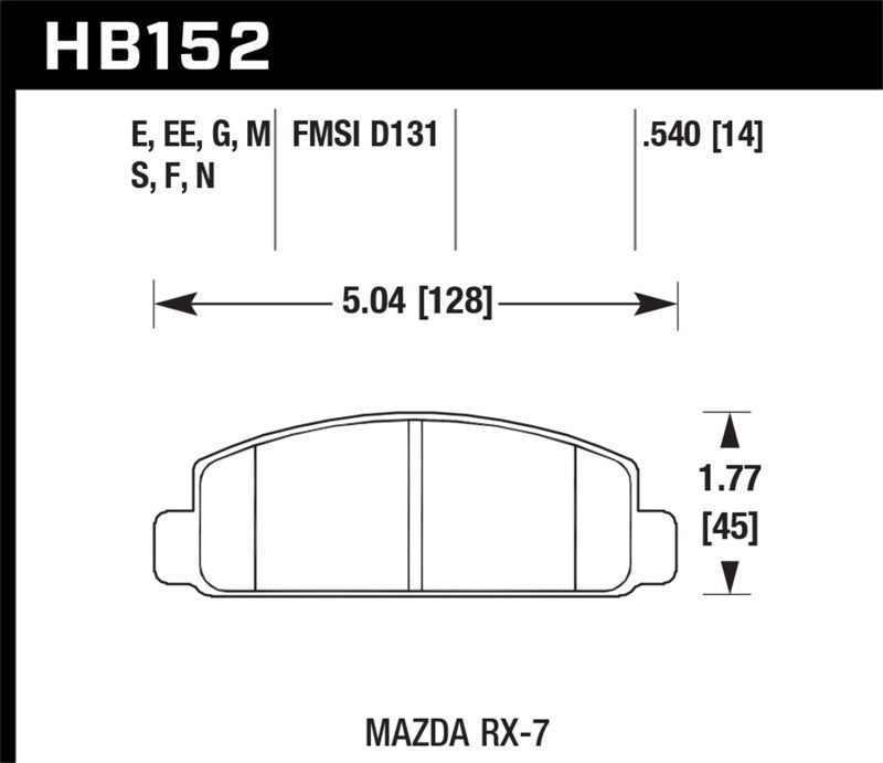 Hawk Mazda RX-7 HPS Street Front Brake Pads-SR1 Performance