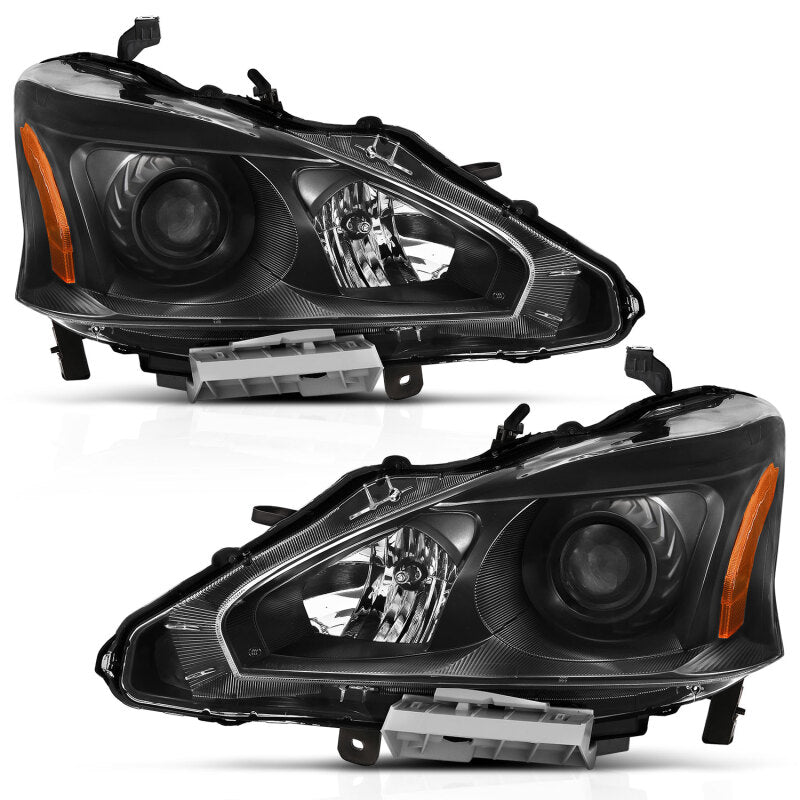 ANZO 2013-2015 Nissan Altima Projector Headlight Black Amber-SR1 Performance
