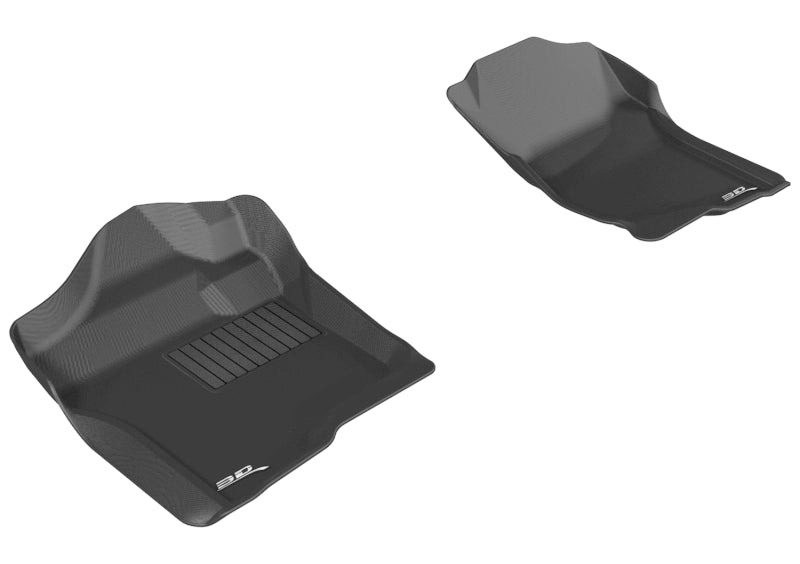 3D MAXpider 2007-2013 Chevrolet Silverado Extended/Crew Cab Kagu 1st Row Floormat - Black-SR1 Performance
