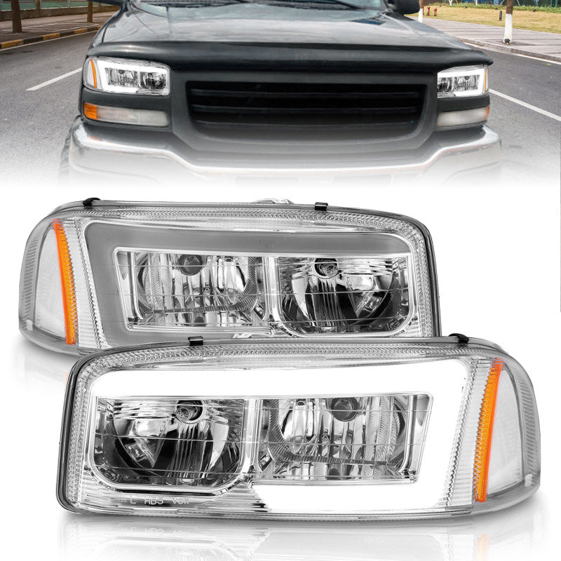 Anzo 99-17 GMC Sierra/Denali Headlights Chrome Amber (w/C Light Bars)-SR1 Performance