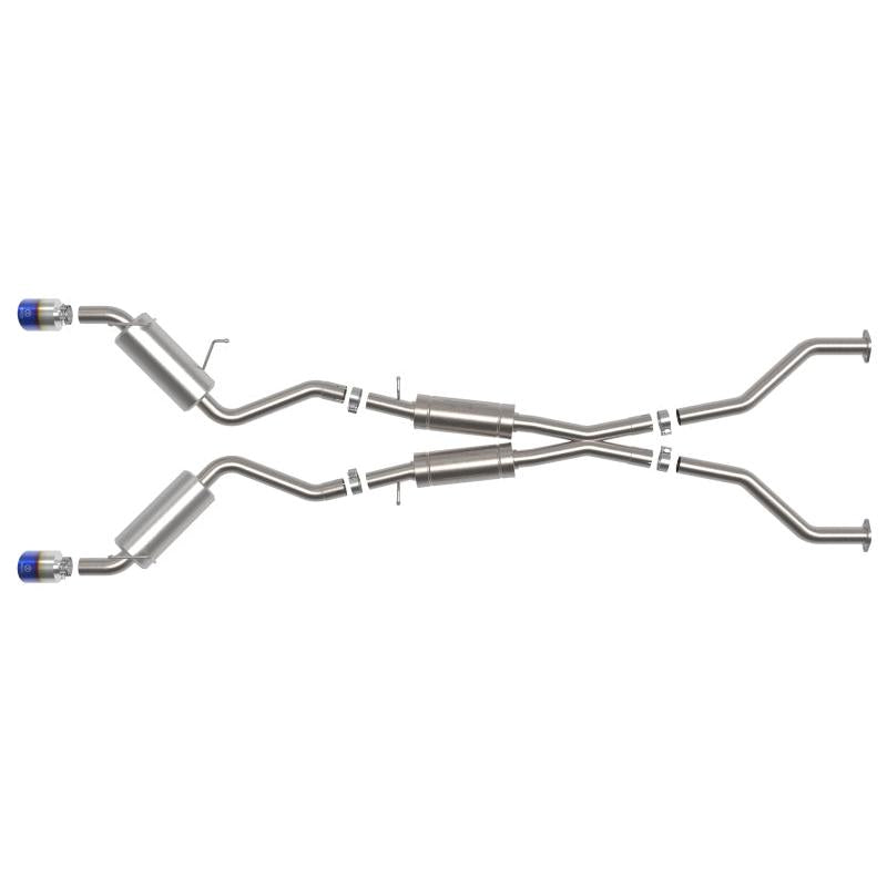 aFe Takeda 09-20 Nissan 370z 2-1/2 IN 304 Stainless Steel Cat-Back Exhaust System w/ Blue Flame Tip-SR1 Performance