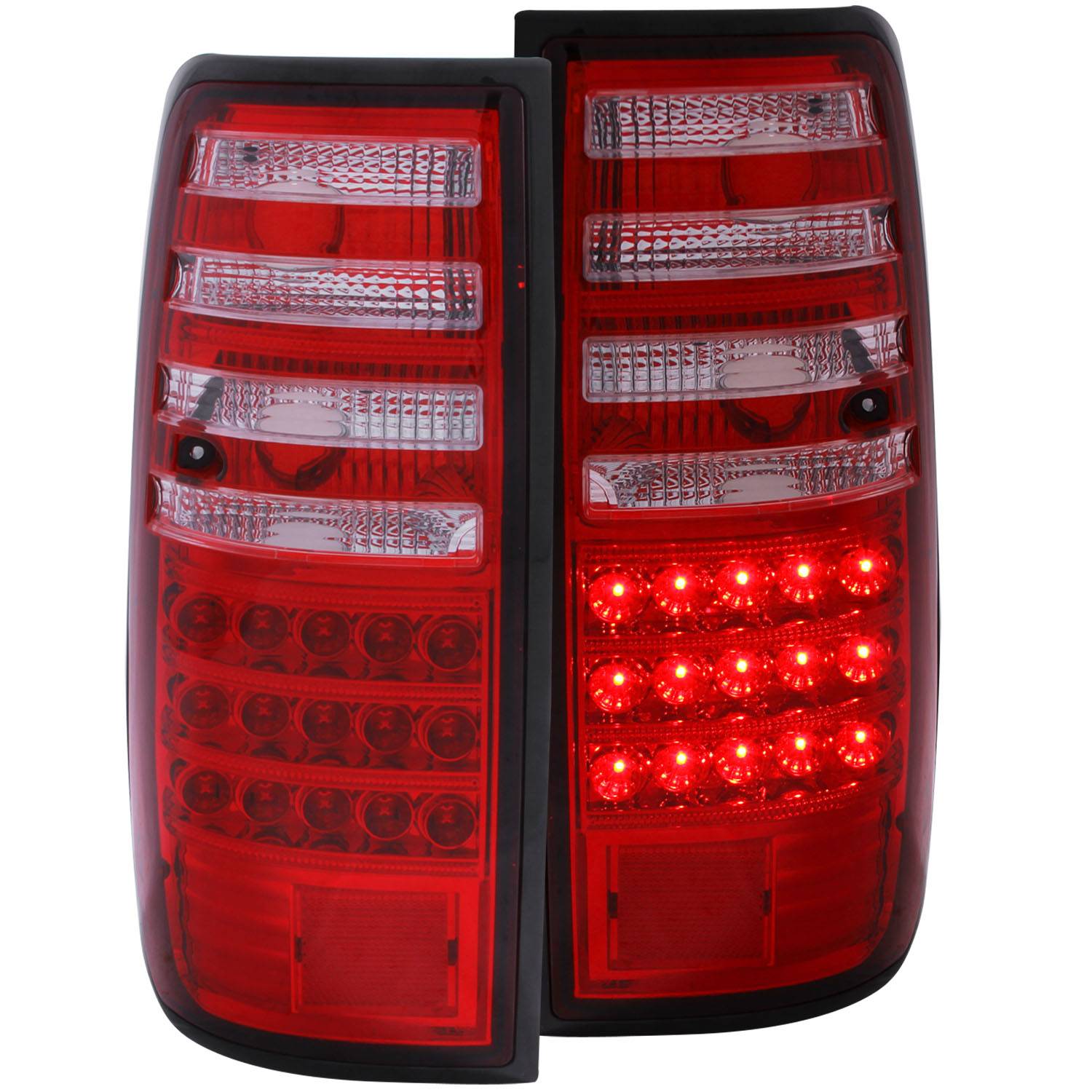 TOYOTA LAND CRUISER FJ82 91-97 LED TAIL LIGHTS CHROME RED/CLEAR LENS