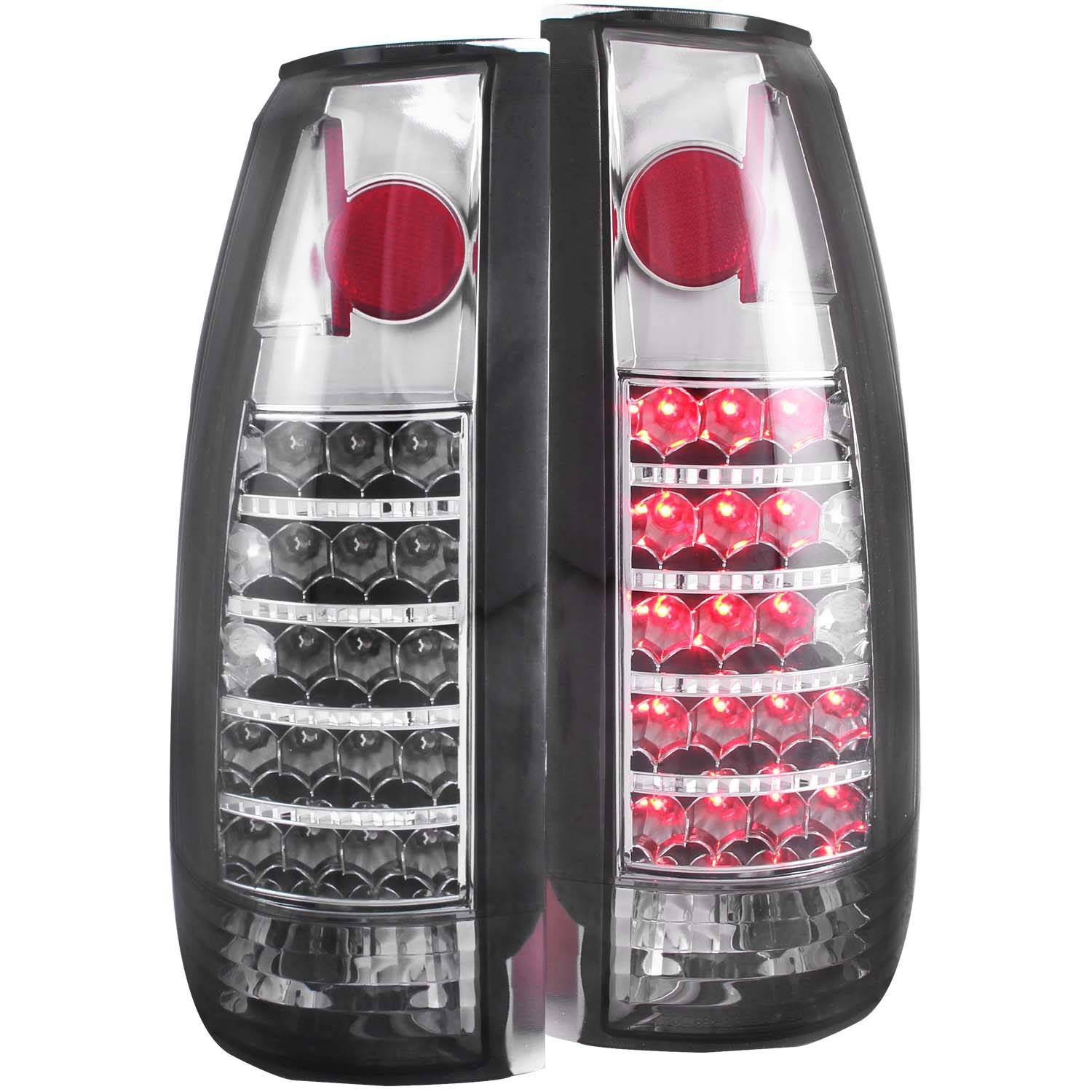 CHEVY/GMC C/K1500/2500 88-98 / C/K3500 88-00 / SUBURBAN 92-99 / BLAZER (FULL-SIZE) 92-94 / TAHOE 95-99 / YUKON 92-99 LED TAIL LIGHTS CHROME SMOKE LENS