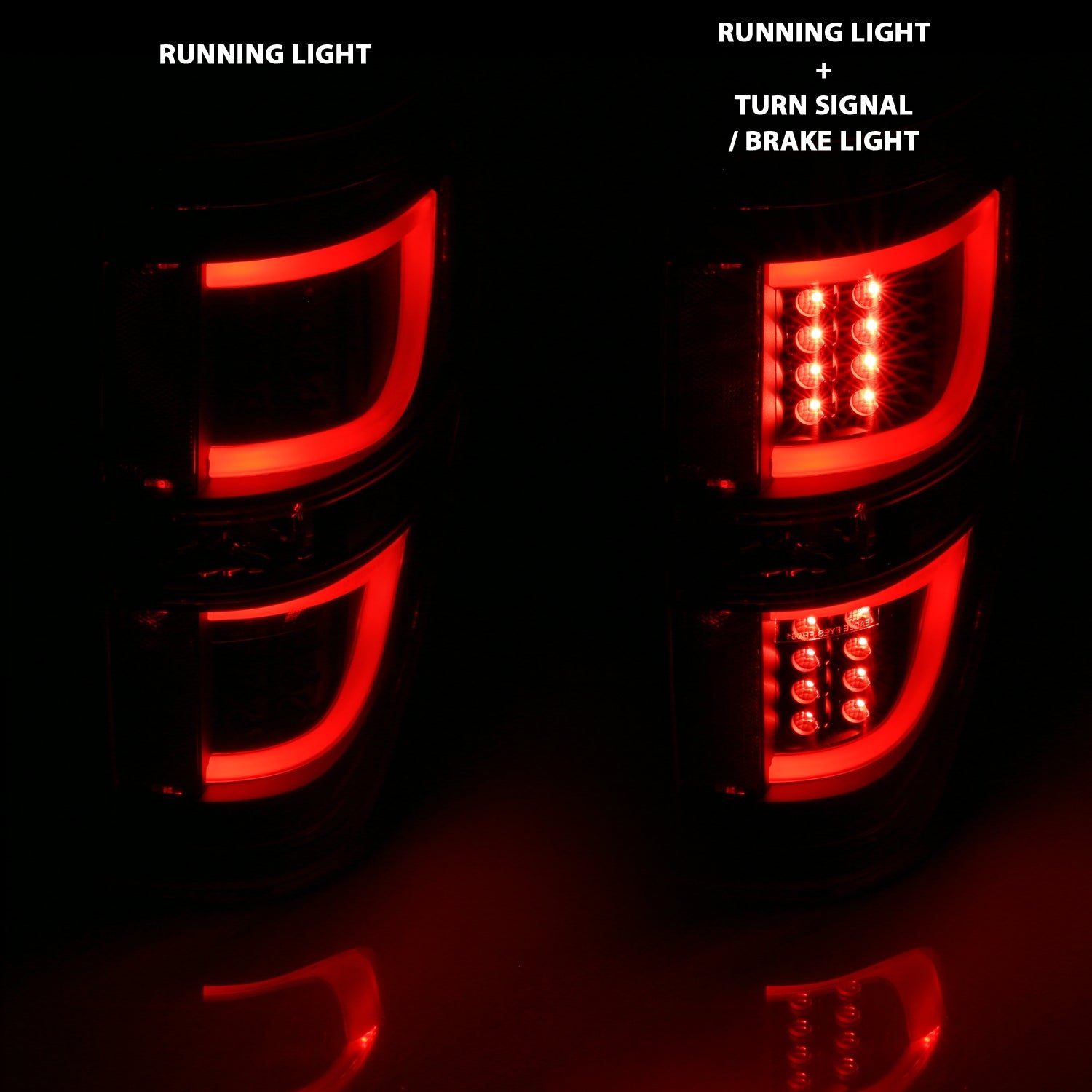 FORD F-150 09-14 LED TAIL LIGHTS G2 BLACK CLEAR LENS