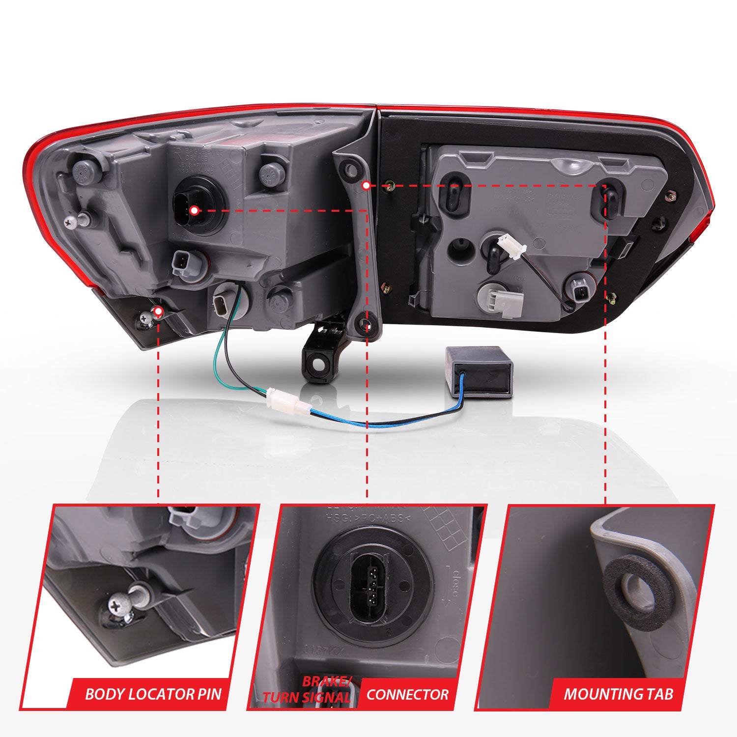 JEEP GRAND CHEROKEE 14-22 LED TAIL LIGHT RED/SMOKE LENS BLACK TRIM (4PCS)