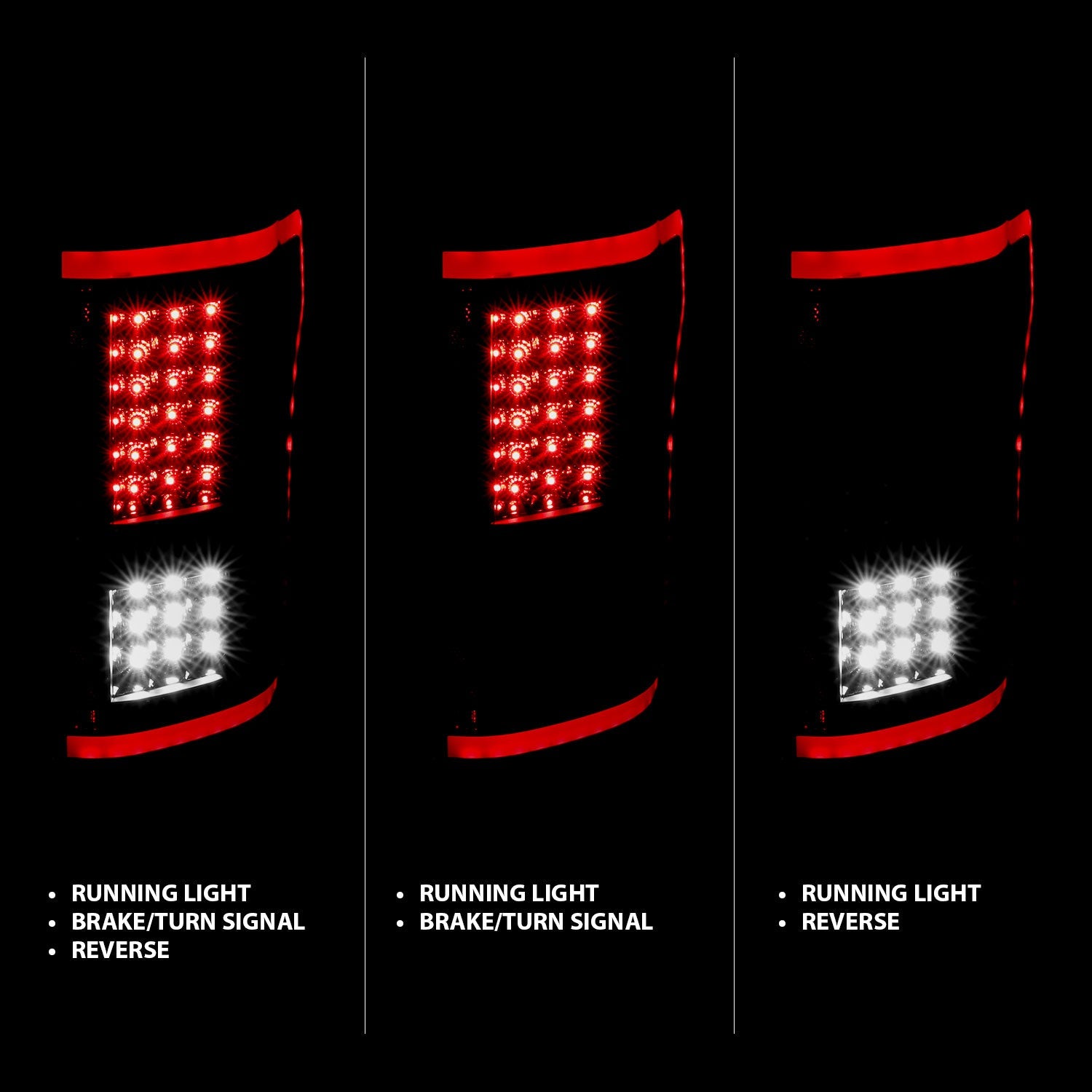 FORD F-150 15-17 FULL LED TAIL LIGHTS BLACK CLEAR LENS W/ SEQUENTIAL SIGNAL (RED LIGHT BAR)