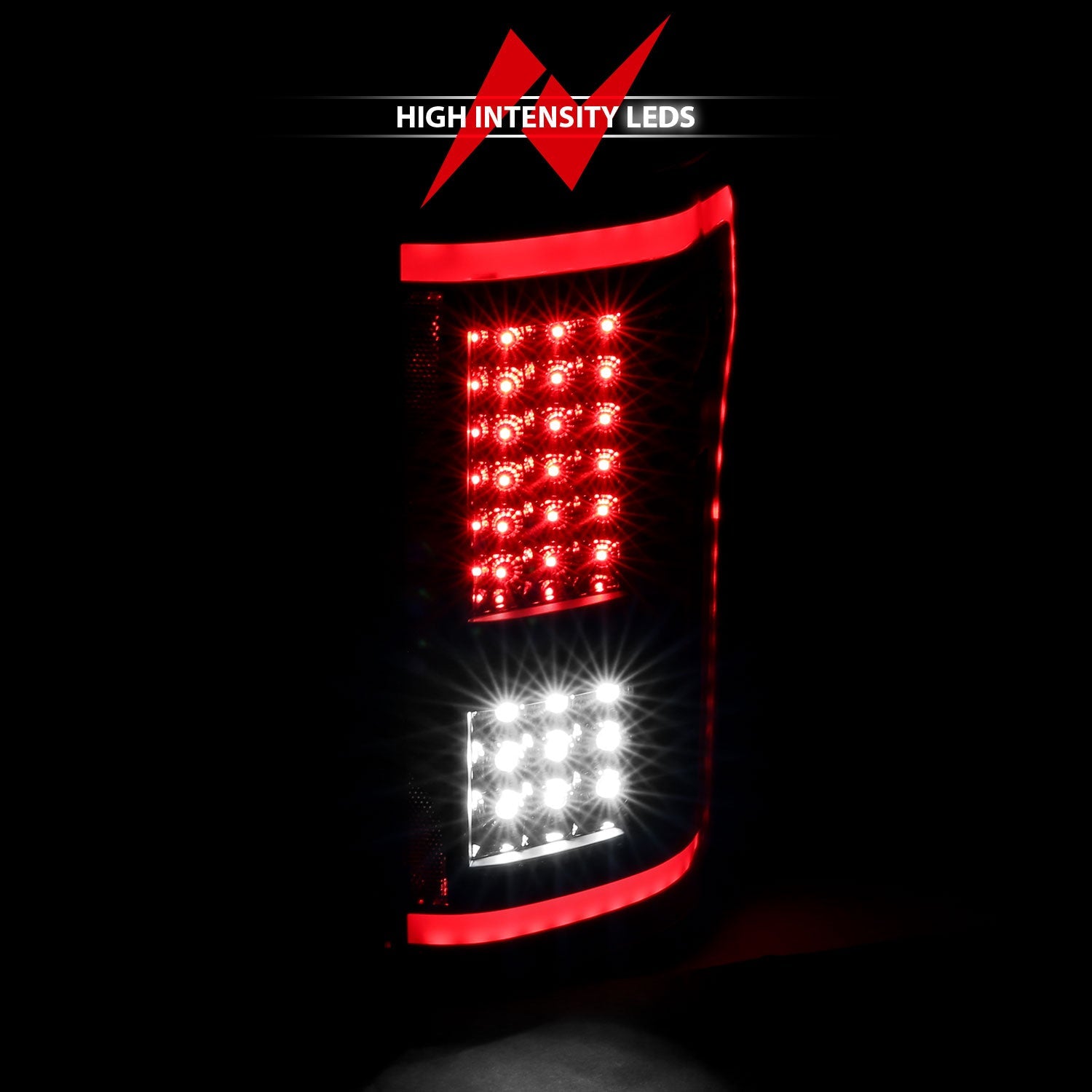 FORD F-150 15-17 FULL LED TAIL LIGHTS BLACK CLEAR LENS W/ SEQUENTIAL SIGNAL (RED LIGHT BAR)