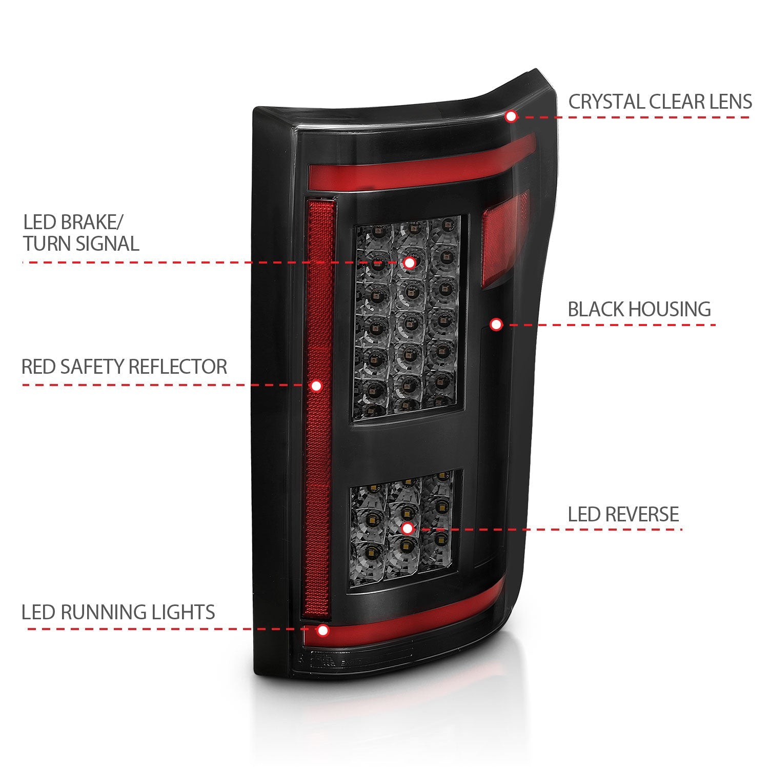 FORD F-150 15-17 FULL LED TAIL LIGHTS BLACK SMOKE LENS W/ SEQUENTIAL SIGNAL (RED LIGHT BAR)